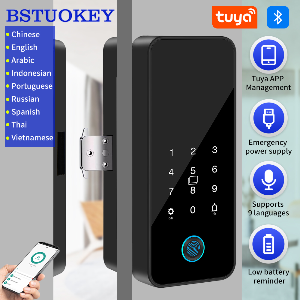 Glass Door Hinge - Tuya Smart Life-cerradura de puerta de