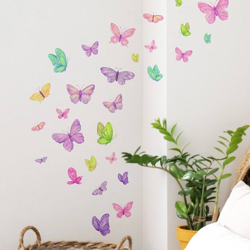 Pvc Panel Background - Pegatinas de pared de mariposa románticas,