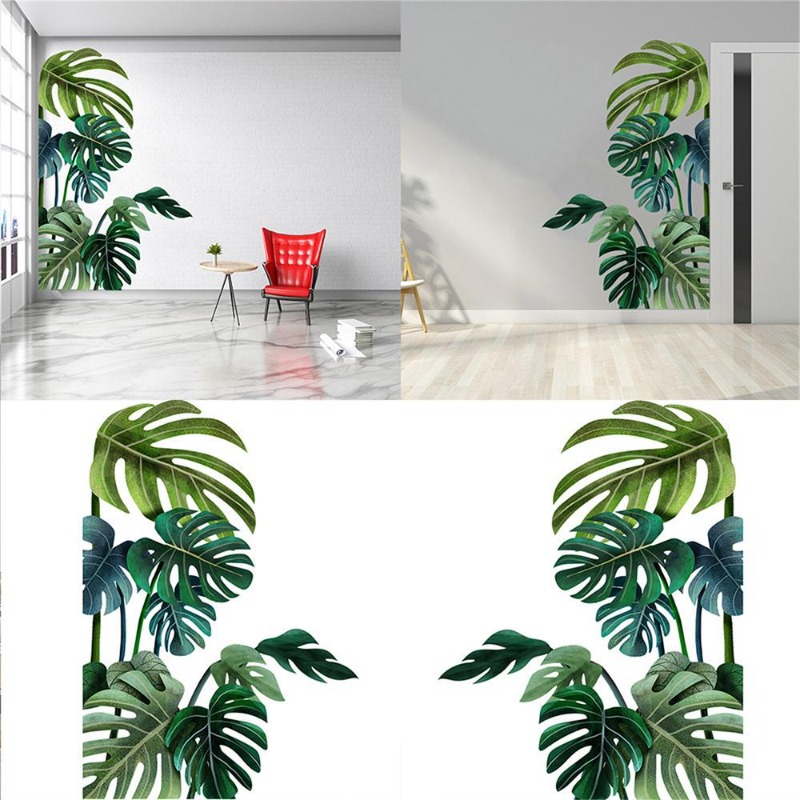 Pvc Panel Background - Pegatinas de pared de hojas verdes