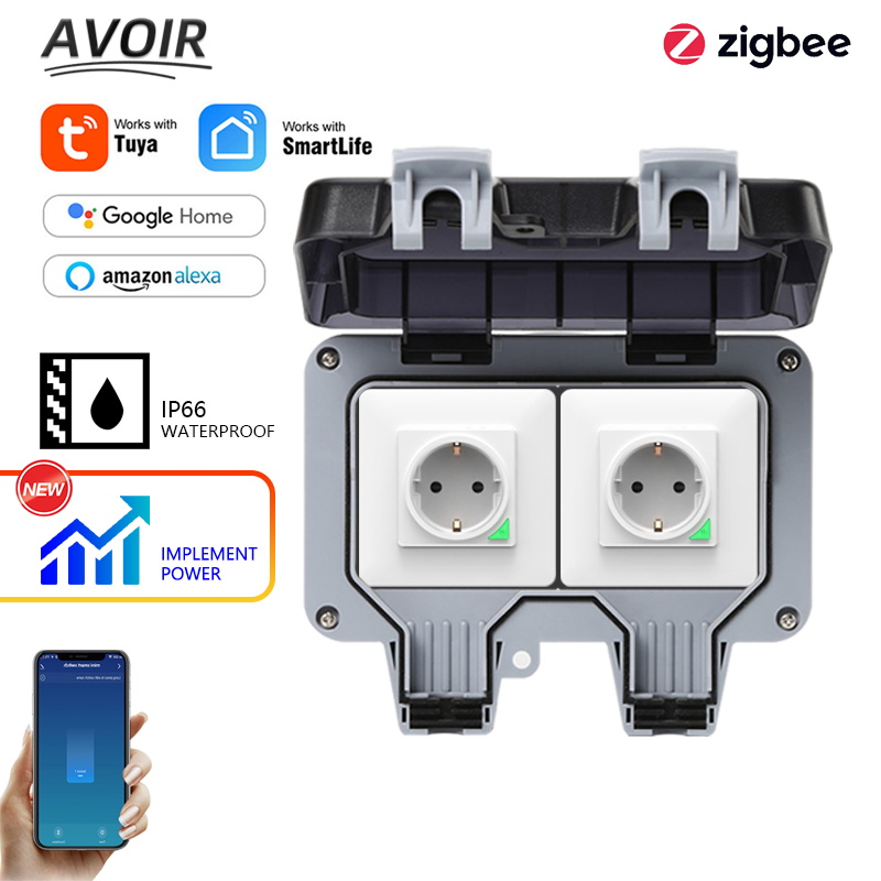 Timer Dual Outlet - Avoir Tuya Zigbee enchufes eléctricos IP66